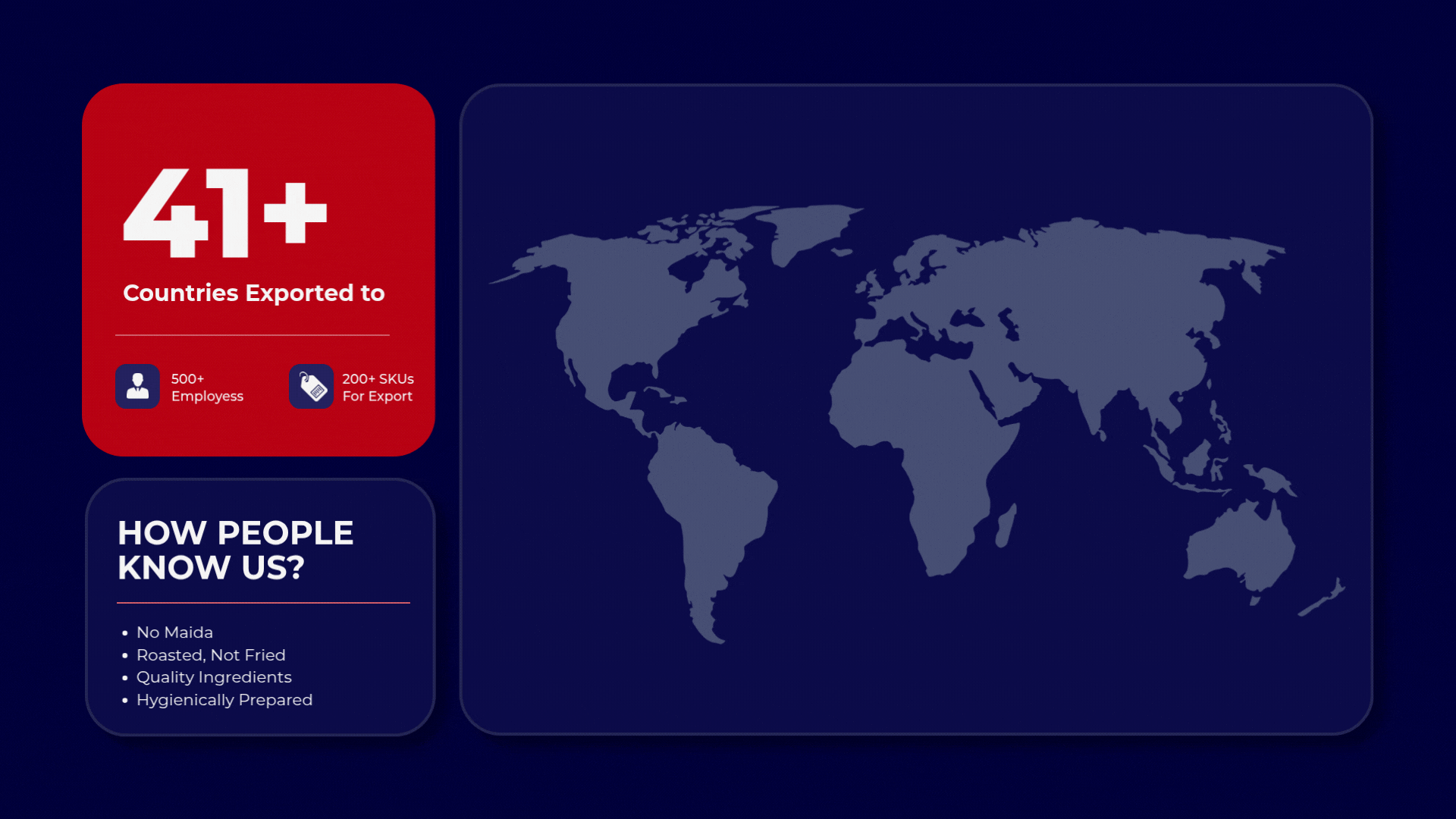 Countries exported to - Global export map